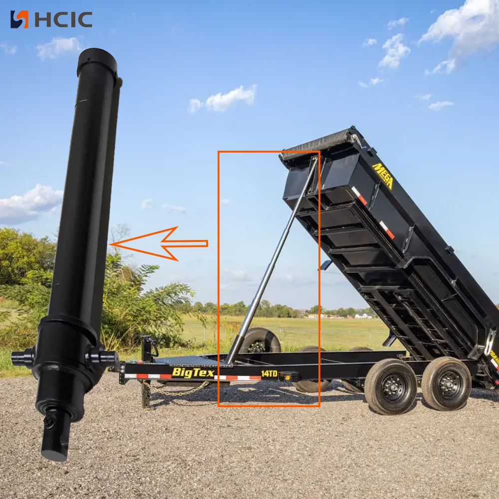 Cilindro di ribaltamento telescopico sottoscocca a 4 stadi per rimorchi con cassone ribaltabile pesante