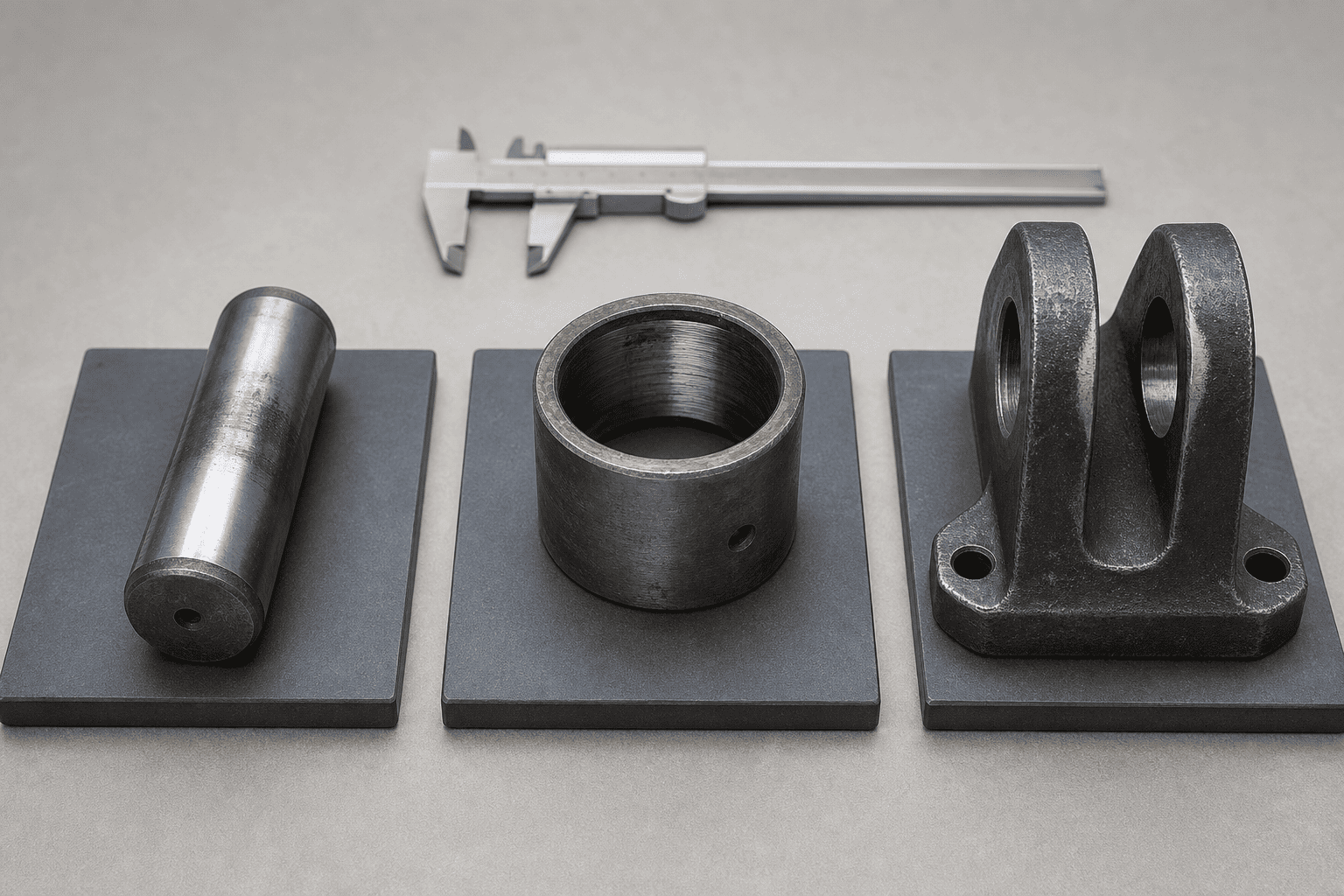 hydraulic cylinder mounting pin and bushing wear inspection on an industrial clevis